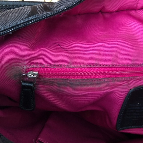 COACH Black Monogram handles and shoulder strap. - Picture 8 of 10